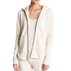 ATM Anthony Thomas Melillo Striped Zip-Up Hoodie Cotton Blend